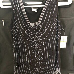 MSK Tank Top Sequin Shell, Black, Women's Size S NWT